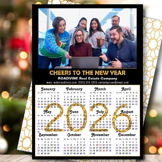 Cartes Pour Fêtes Annuelles Business 2026 Calendrier Parties scintillant moder
