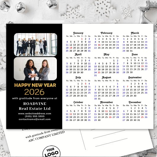 Cartes Pour Fêtes Annuelles Business 2026 Calendrier Parties scintillant moder