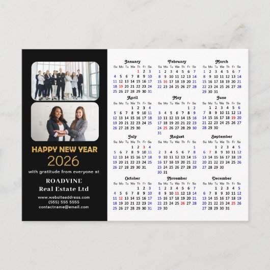 Cartes Pour Fêtes Annuelles Business 2026 Calendrier Parties scintillant moder (Devant)