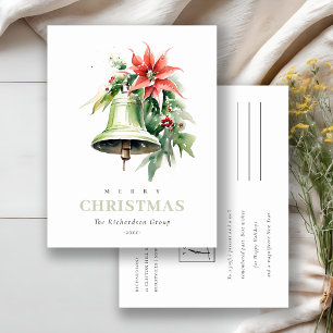 Cartes Pour Fêtes Annuelles Business Christmas Bell Poinsettia Corporate Logo