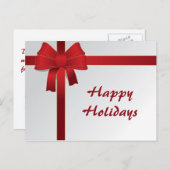 Cartes Pour Fêtes Annuelles Business Christmas Red Bows (Devant / Derrière)