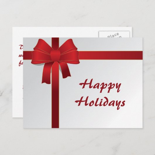 Cartes Pour Fêtes Annuelles Business Christmas Red Bows (Devant / Derrière)