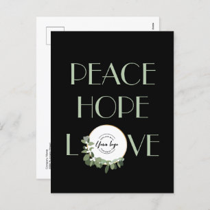 Cartes Pour Fêtes Annuelles Business Custom Logo Moderne Wreath Peace Hope lov