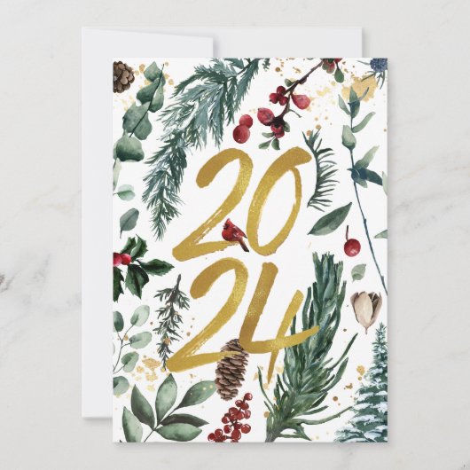 Cartes Pour Fêtes Annuelles Business Gold 2025 Festive Pine Bough (Devant)