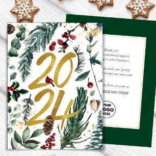 Cartes Pour Fêtes Annuelles Business Gold 2025 Festive Pine Bough