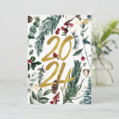 Cartes Pour Fêtes Annuelles Business Gold 2025 Festive Pine Bough (Debout devant)