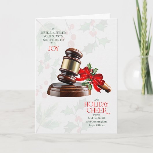 Cartes Pour Fêtes Annuelles Business Greeting Judicial Gavel Cheer Custom Name (Devant)