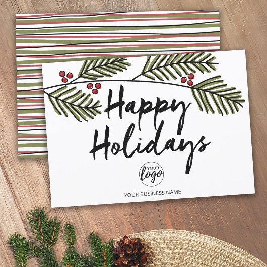 Cartes Pour Fêtes Annuelles Business Happy Holiday Rustic Pine Tree Branches