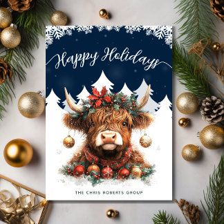 Cartes Pour Fêtes Annuelles Business Happy Holidays Festive Highland Cow