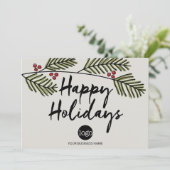 Cartes Pour Fêtes Annuelles Business Happy Holidays Rustic Pine Tree Branches (Debout devant)