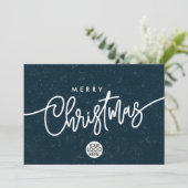 Cartes Pour Fêtes Annuelles Business Joyeux Noël Script Entreprise Logo Neige (Debout devant)