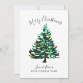 Cartes Pour Fêtes Annuelles Business Logo Entreprise Aquarelle Joyeux Noël (Devant)