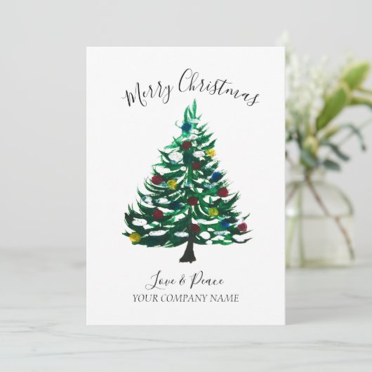 Cartes Pour Fêtes Annuelles Business Logo Entreprise Aquarelle Joyeux Noël (Debout devant)