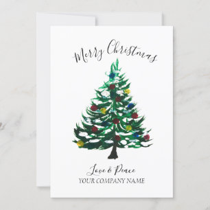 Cartes Pour Fêtes Annuelles Business Logo Entreprise Aquarelle Joyeux Noël