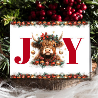 Cartes Pour Fêtes Annuelles Business Merry Christmas Cute Festive Highland Cow