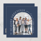 Cartes Pour Fêtes Annuelles Business Modern Arch Photo Noël bleu marine (Devant / Derrière)