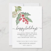 Cartes Pour Fêtes Annuelles Business Modern Script Holly Berry (Devant)