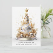 Cartes Pour Fêtes Annuelles Business noël or blanc arbre qr code logo (Debout devant)