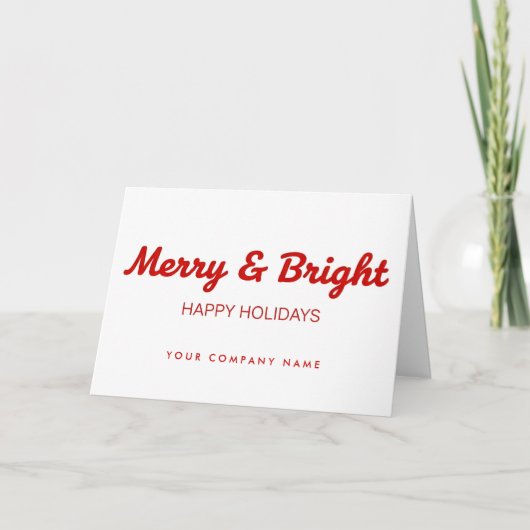 Cartes Pour Fêtes Annuelles Business Retro Script Merry & Bright (Devant)