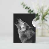 Cartes Pour Fêtes Annuelles BW Wolf Howling at Moon (Debout devant)