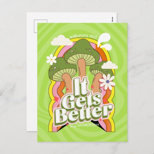 Cartes Pour Fêtes Annuelles Ça devient mieux | Sensations Super Good Vibes & R (Devant / Derrière)
