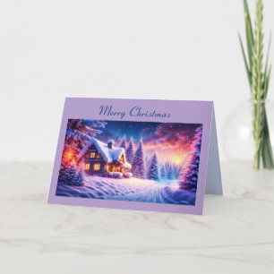 Cartes Pour Fêtes Annuelles Cabane Cosy au Pays Merveilleux de l'Hiver Magique