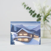 Cartes Pour Fêtes Annuelles Cabane de bois d'hiver (Debout devant)