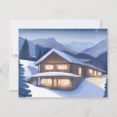 Cartes Pour Fêtes Annuelles Cabane de bois d'hiver (Devant)