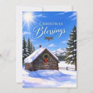 Cartes Pour Fêtes Annuelles Cabane de montagne aux bénédictions de Noël