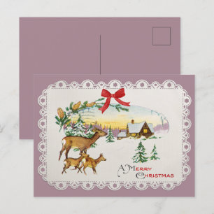 Cartes Pour Fêtes Annuelles Cabane de Noël vintage & cerfs