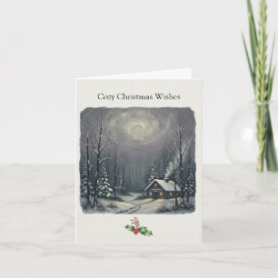 Cartes Pour Fêtes Annuelles Cabane hivernale dans la forêt Cardinal Douce Séré