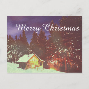 Cartes Pour Fêtes Annuelles Cabane hivernale merveilleuse Joyeux Noël Cosy