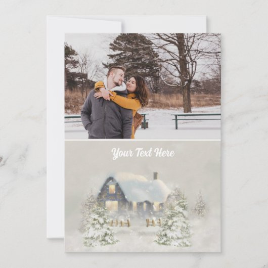 Cartes Pour Fêtes Annuelles Cabane rustique de Noël Solstice d'hiver Forêt (Devant)