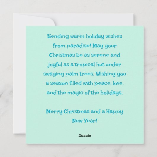 Cartes Pour Fêtes Annuelles Cabane Tropicale Noël Palm Tree Beach Lumières (Dos)