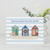 Cartes Pour Fêtes Annuelles Cabanes de plage Vœux chaleureux de la côte Vacanc (Debout devant)