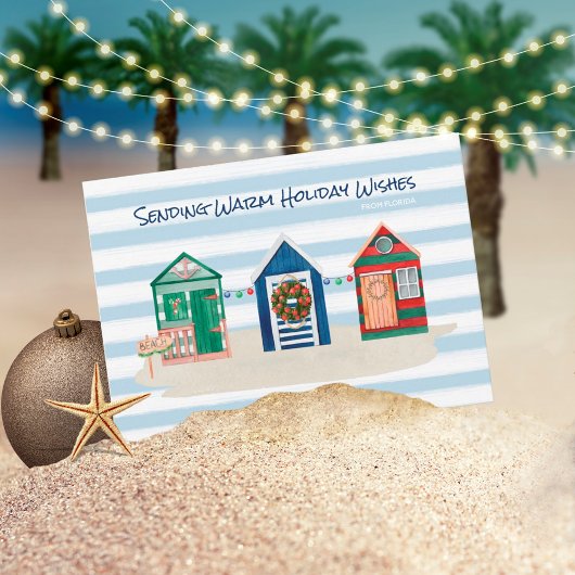 Cartes Pour Fêtes Annuelles Cabanes de plage Vœux chaleureux de la côte Vacanc
