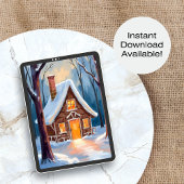 Cartes Pour Fêtes Annuelles Cabine dans la forêt hivernale neige Noël