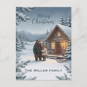 Cartes Pour Fêtes Annuelles Cabine de Noël Cosy Ours Nordiques Personnalisée p