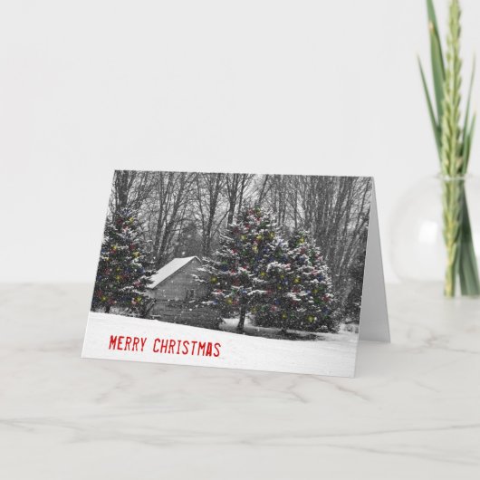 Cartes Pour Fêtes Annuelles Cabine de Noël en neige (Devant)