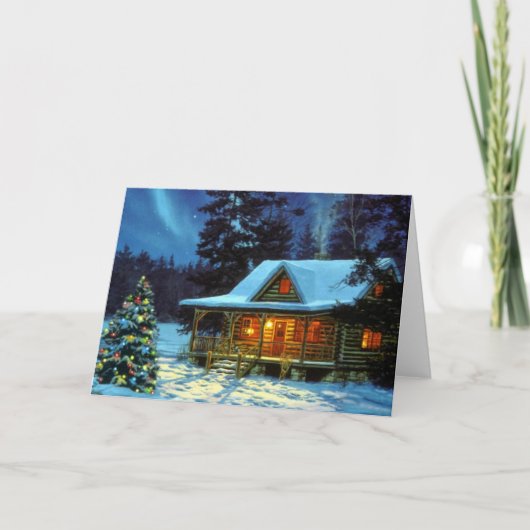 Cartes Pour Fêtes Annuelles Cabine d'hiver Noël (Devant)
