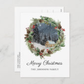 Cartes Pour Fêtes Annuelles Cabine rustique de Noël Winter Mountain (Devant / Derrière)