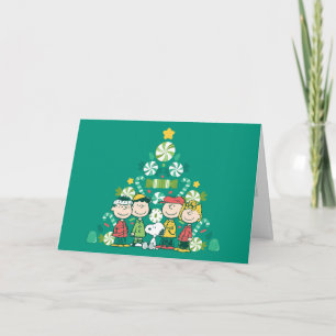 Cartes Pour Fêtes Annuelles cacahuètes   Arbre de Noël de menthe poivrée