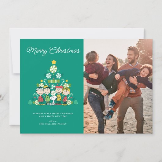 Cartes Pour Fêtes Annuelles cacahuètes | Arbre de Noël de menthe poivrée (Devant)