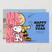Cartes Pour Fêtes Annuelles cacahuètes | Charlie Brown & Snoopy Bonne année (Devant / Derrière)