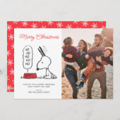 Cartes Pour Fêtes Annuelles cacahuètes | Snoopy Ho Ho Ho Plat alimentaire (Devant / Derrière)