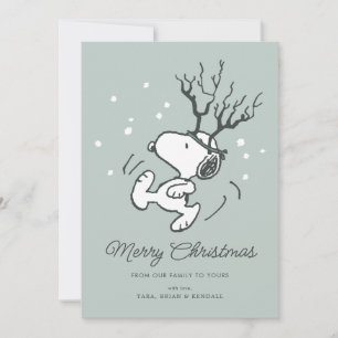 Cartes Pour Fêtes Annuelles cacahuètes Snoopy Reindeer Crossing Noël
