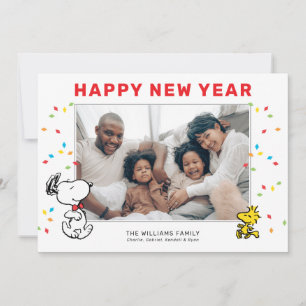 Cartes Pour Fêtes Annuelles cacahuètes   Snoopy & Woodstock Bonne année