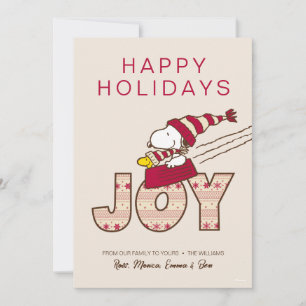 Cartes Pour Fêtes Annuelles cacahuètes   Snoopy & Woodstock Joy Sled Ride