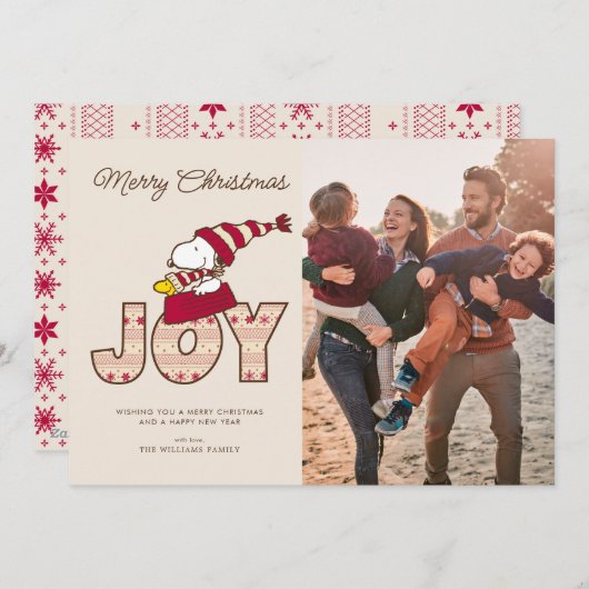 Cartes Pour Fêtes Annuelles cacahuètes | Snoopy & Woodstock Joy Sled Ride (Devant / Derrière)