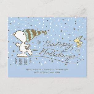 Cartes Pour Fêtes Annuelles cacahuètes   Snoopy & Woodstock Patinage d'hiver